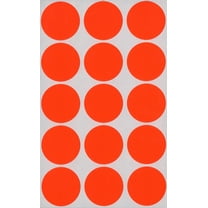 MACO 1-1/4" Dia. Red Neon Round Color-Coding Labels, 400 per Box