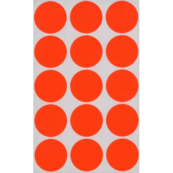 MACO 1-1/4" Dia. Red Neon Round Color-Coding Labels, 400 per Box