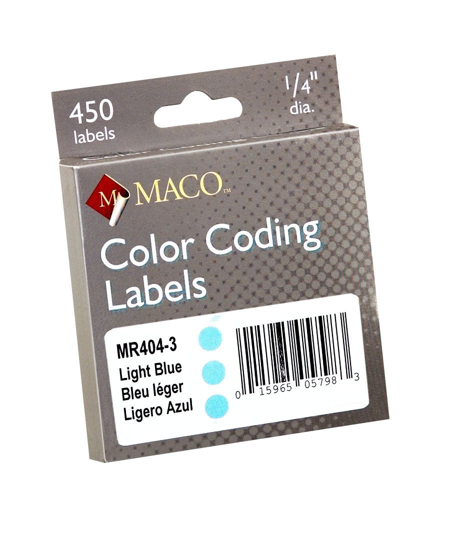 MACO Light Blue Round Color Coding Labels, 1/4 Inches in Diameter, 450 ...