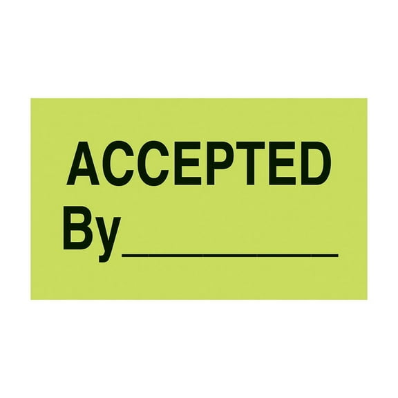 MACO "Accepted By ______", 3" x 5", Fluorescent Green, 500 Labels/Roll