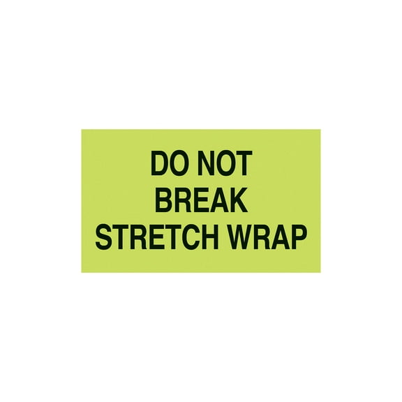 MACO "Do Not Break Stretch Wrap", 3" x 5", Fluorescent Green, 500 Labels/Roll, 1 Roll Each