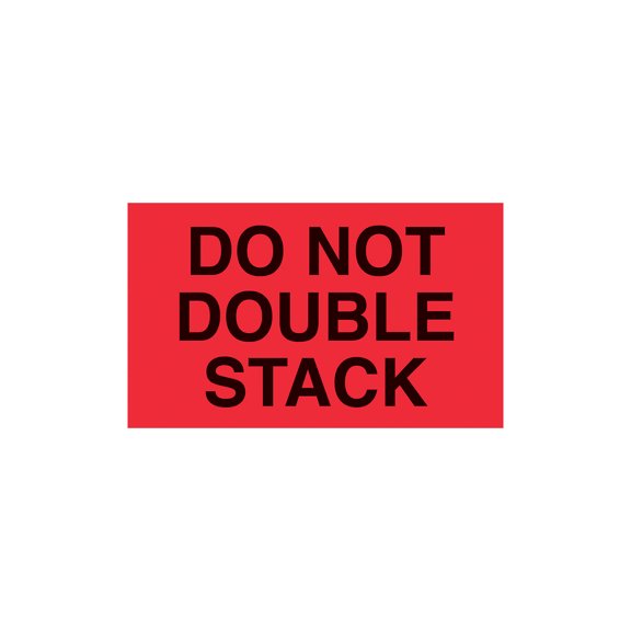 MACO "Do Not Double Stack", 3" x 5", Fluorescent Red, 500 Labels/Roll, 1 Roll Each
