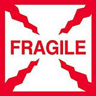 MACO "Fragile", 4" x 4", Red/White, 500 Labels/Roll, 1 Roll Each