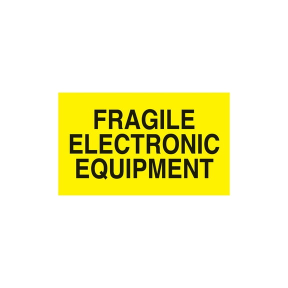 MACO "Fragile Electronic Equipment", 3" x 5", Fluorescent Yellow, 500 Labels/Roll, 1 Roll Each