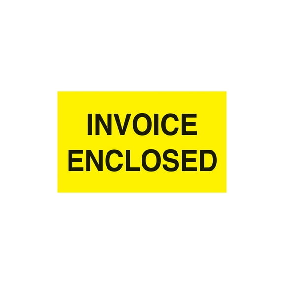 MACO "Invoice Enclosed", 3" x 5", Fluorescent Yellow, 500 Labels/Roll, 1 Roll Each