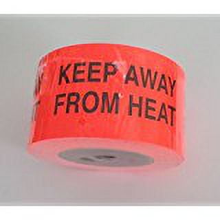 MACO "Keep Away From Heat", 3" x 5", Fluorescent Red, 500 Labels/Roll, 1 Roll Each