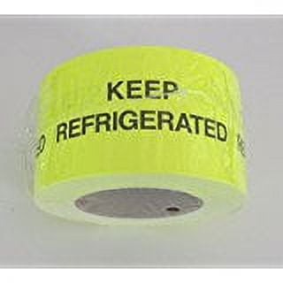 MACO "Keep Refrigerated", 3" x 5", Fluorescent Yellow, 500 Labels/Roll, 1 Roll Each
