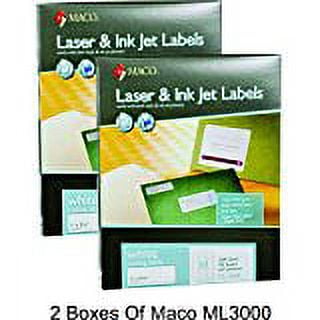 MACO Laser/Ink Jet White Address Labels, 1 x 2-5/8 Inches, 30 Per Sheet, 3000 Per Box (ML-3000) (2 Boxes)