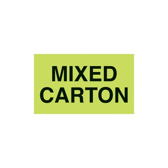 MACO "Mixed Carton", 3" x 5", Fluorescent Green, 500 Labels/Roll, 1 Roll Each