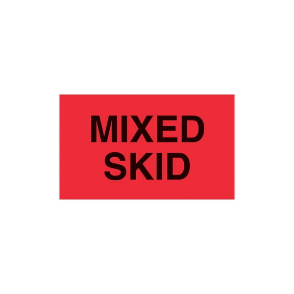 MACO "Mixed Skid", 3" x 5", Fluorescent Red, 500 Labels/Roll, 1 Roll Each