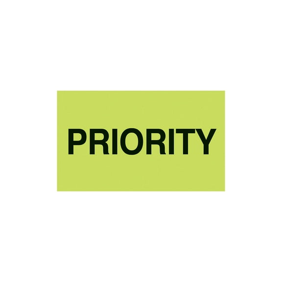 MACO "Priority", 3" x 5", Fluorescent Red, 500 Labels/Roll, 1 Roll Each