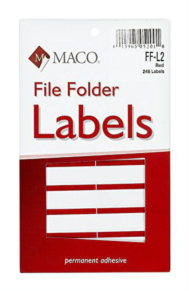 MACO Red File Folder Labels, 9/16