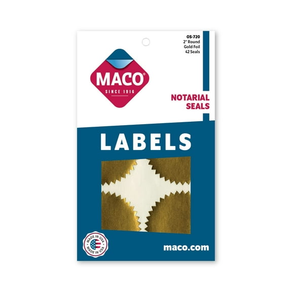 Maco Tag & Label Notarial Seals Award - Box of 42 Label / Seals