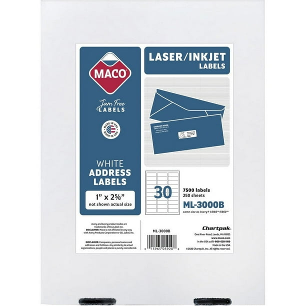 MACO White Laser/Ink Jet Address Label - 1 MACO White Laser/Ink Jet Address Label - 1