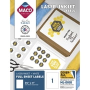 MACO White Laser/Inkjet Full-Sheet Identification Labels 8 1/2 x 11 White 100/Box ML0100