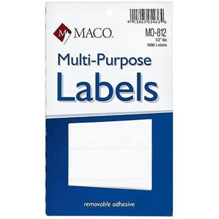 MACO White Oval Multi-Purpose Labels, 1/2 x 3/4 Inches, 1000 Per Box (MO-812)