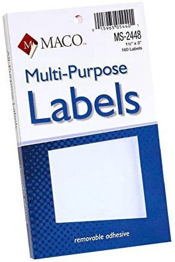 White Rectangular Multi-Purpose Labels, 1-1/2 x 3 Inches, 160 Per Box (MS-2448) - 3 Boxes
