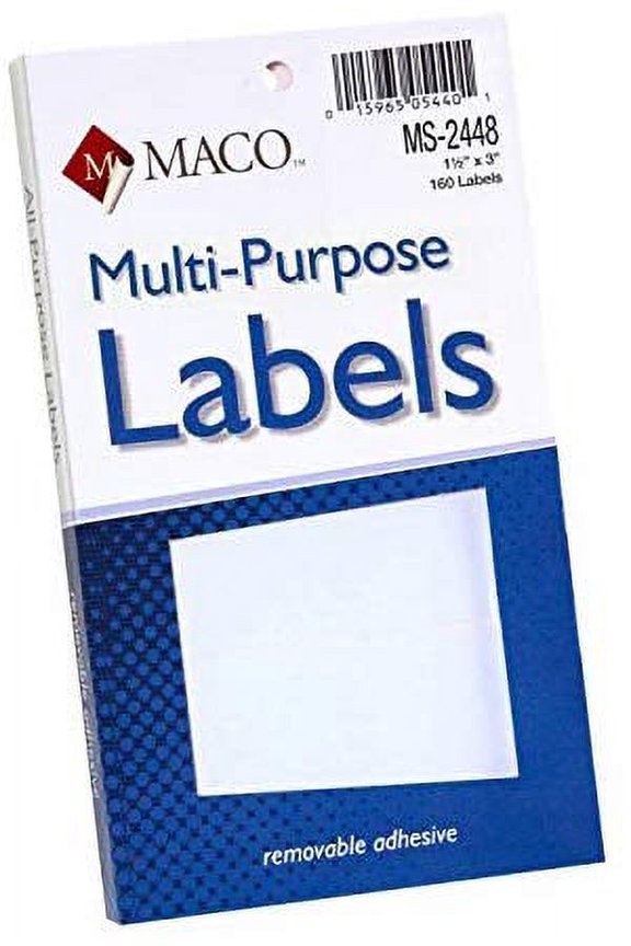 White Rectangular Multi-Purpose Labels, 1-1/2 x 3 Inches, 160 Per Box (MS-2448) - 4 Boxes (640 Labels)