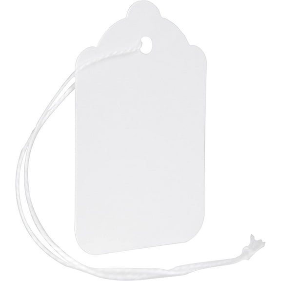 MACO White Strung Merchandise Tags, 5-1-3/32 x 1-3/4 Inches (12-204) - 50 Tags