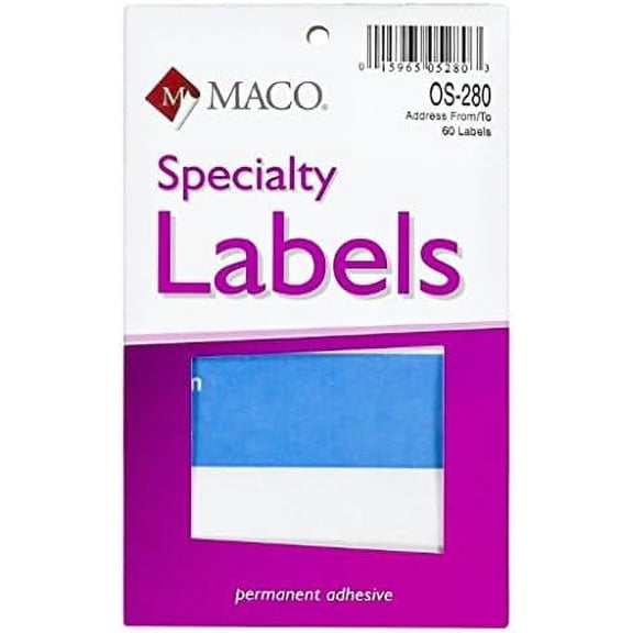 MACO from/to Mailing Labels, 3 x 4 Inches, 60 Per Box, Blue and White (OS-280) - 6 Boxes