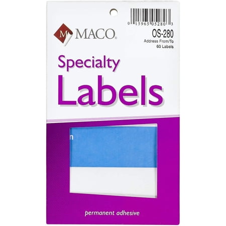 MACO from/to Mailing Labels, 3 x 4 Inches, 60 Per Box, Blue and White (OS-280)