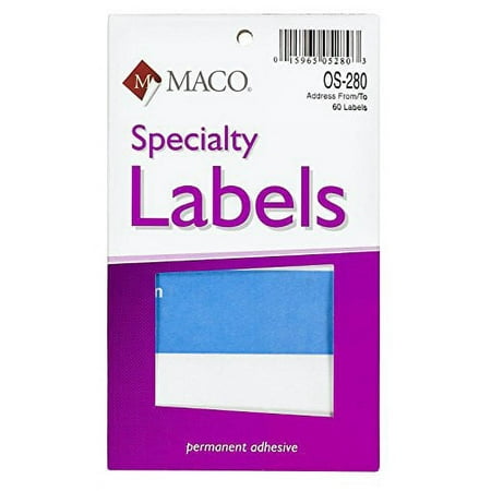 MACO from/to Mailing Labels 3 x 4 Inches 60 Per Box Blue and White (OS-280)