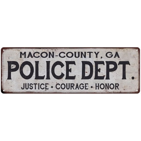 MACON-COUNTY, GA POLICE DEPT. Home Decor Metal Sign Gift 8x24 108240012155