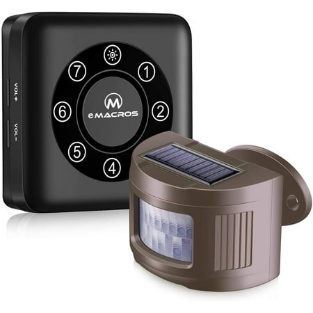 eMACROS Solar Wireless Motion Sensor and Alarm, 1/2 Mile Range, Outdoor Waterproof Coverage