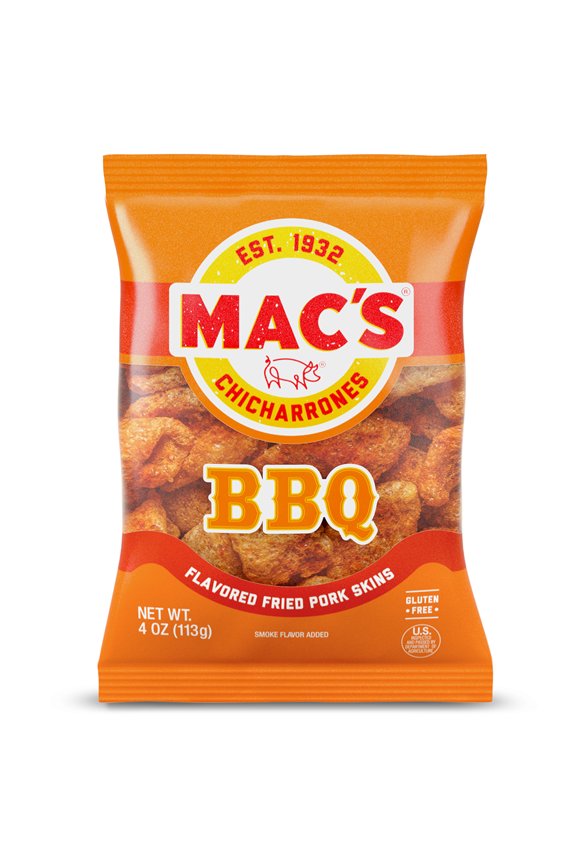 BBQ Chicharrones Pork Rinds, Pork Skins, 4 oz Bag