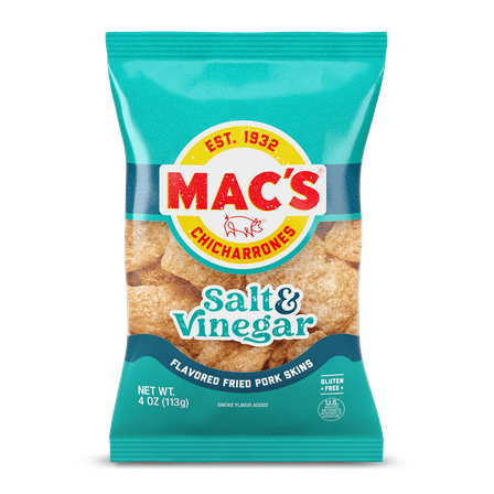 Mac's Salt & Vinegar Fried Pork Skins, 4 oz Bag