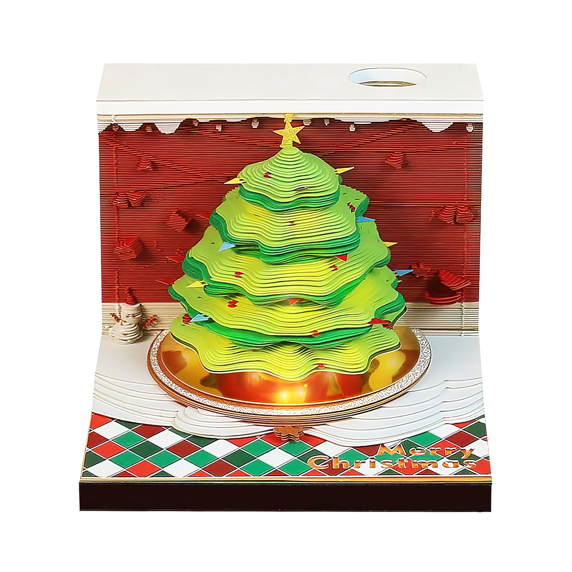 MACTANO 2025 Desk Calendar Christmas Tree 3D Art Memo Pad Rip Away