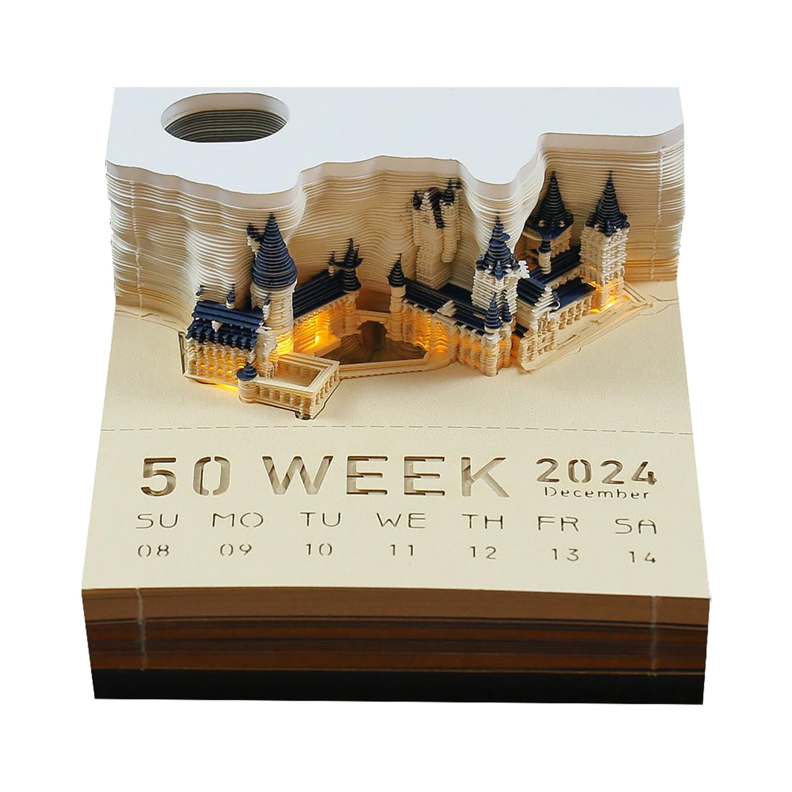 MACTANO 2025 Desk Calendar Magic Castle 3D Art Memo Pad Paper Carving