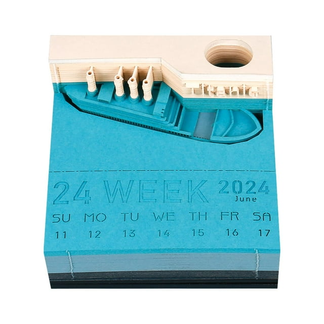 MACTANO 2024 Desk Calendar Titanic Weekly Calendar 3D Art Paper Carving