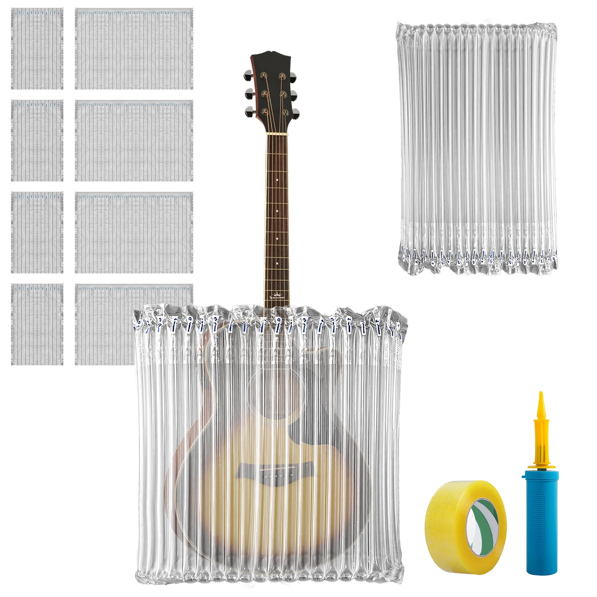 MACTANO 5 Pack Guitar Air Column Packaging Bags, Inflatable Guitar Storage Packaging Bag for Bass Guitar Ukulele