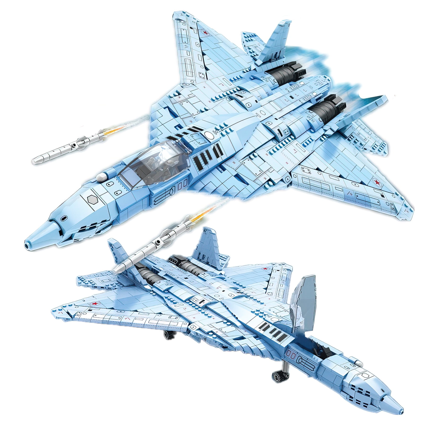 MACTANO Aircraft Building Block Set Large Military Su57 Fighter Jet