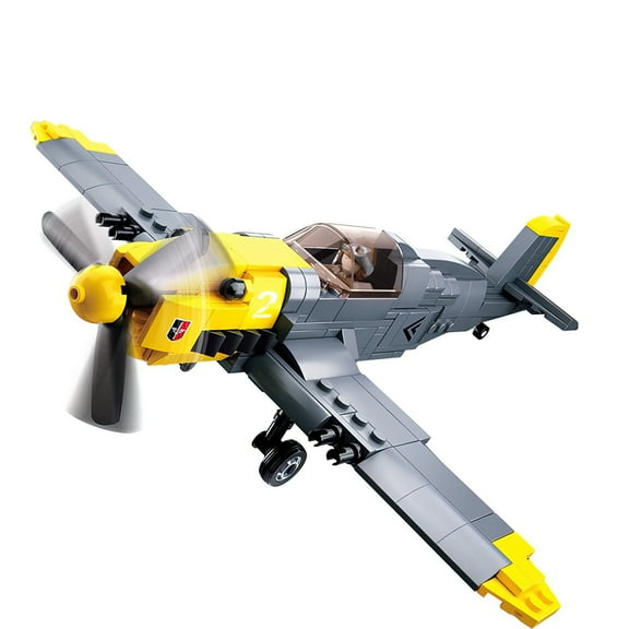 MACTANO Airplane Building Block Set BF 109 Military Fighter Building Brick Kit for Kid Yellow 289PCS