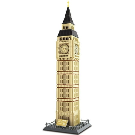 MACTANO Architecture Micro Mini Building Block Set London Big Ben Clock Tower ABS Kit Toy Gift Beige