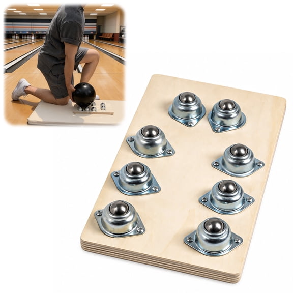 MACTANO Bowling Ball Release Trainer, Wooden Bowling Ball Spinner Board with Steel Rollers Bowling Training Aid for Release Practice Spin Control
