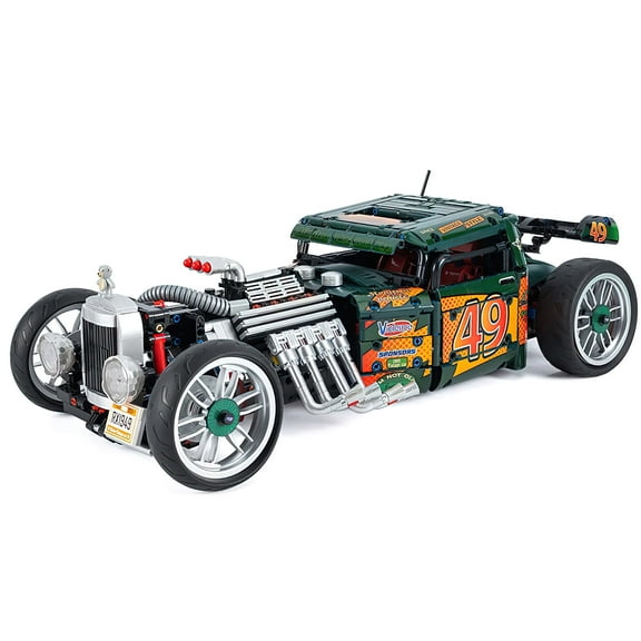 MACTANO Car Building Block Set HOT Rod 1949 Vintage Retro Car Kit Plastic Toy for Kid Adult Green
