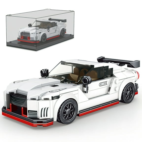 MACTANO Car Building Block Set Speed Champion GT-R Race Car Building Bricks Kit Toy for Adult White