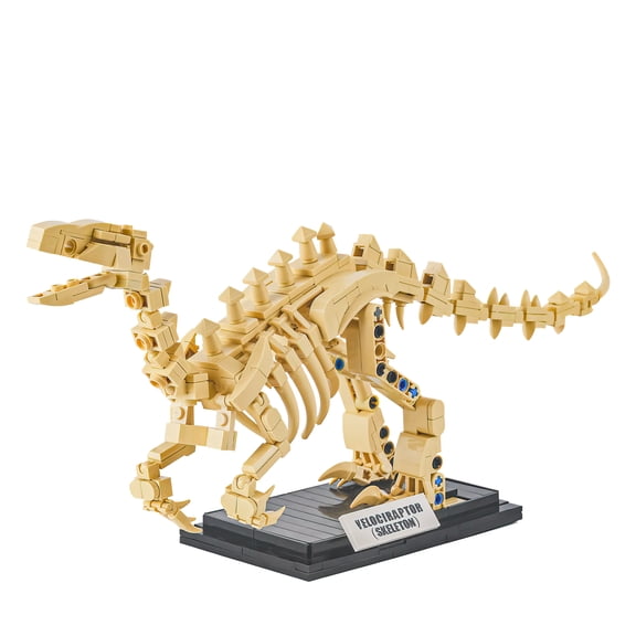MACTANO Dinosaur Building Block Set Velociraptor Fossils Building Bricks Kit Toy for Boys Beige