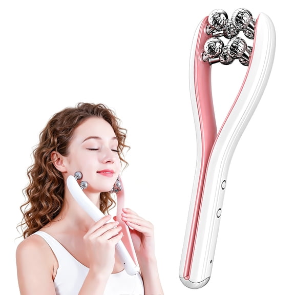 MACTANO Electric Face Massager Tool, Wireless Microcurrent Facial Jaw Massager with 3D Roller 3 Mode for Face Neck