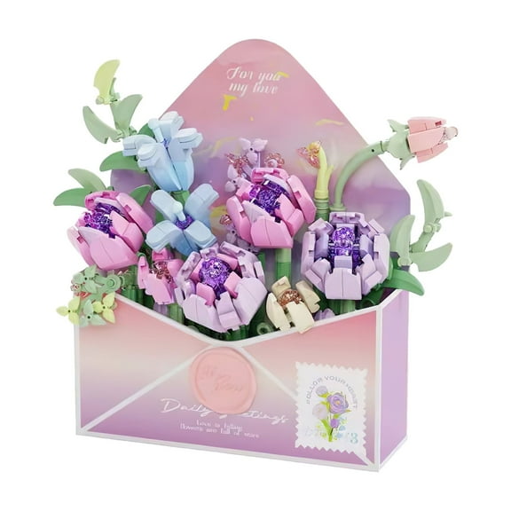 MACTANO Flower Building Block Set Tulip Building Brick Kit Plastic Toy Gift for Kid Adult 620PCS