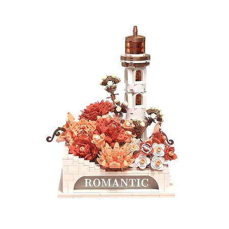 MACTANO Flower Mini Building Block Set Lighthouse Flower Building Kit Plastic Toy for Adult Orange
