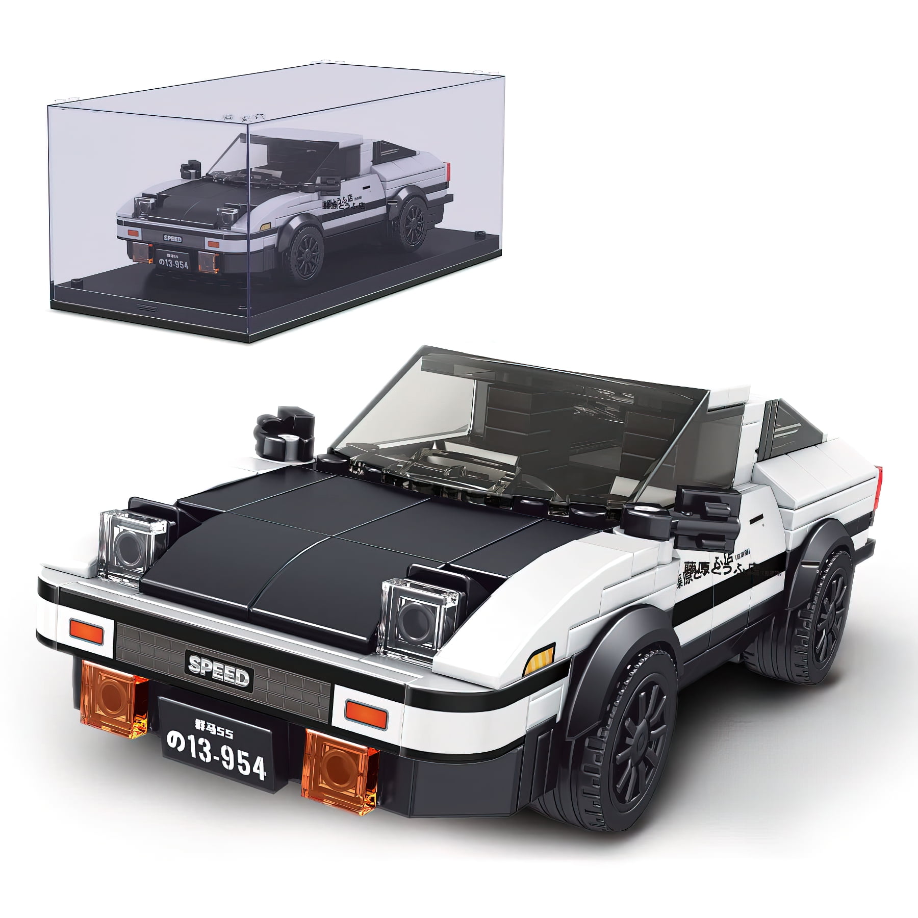 MACTANO Initial D Car Building Block Set AE86 Race Car Building Kit Toy Gift for Kid Adult White