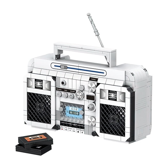 MACTANO Machine Building Block Set Classic Retro Radio Building Bricks Kit Gift for Kid Adult White