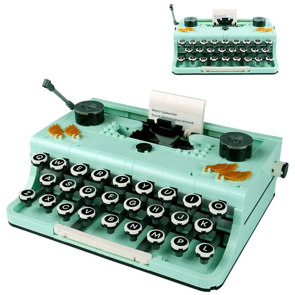 MACTANO Machine Building Block Set Idea Retro Manual Typewriter Building Kit for Kid Green 588PCS