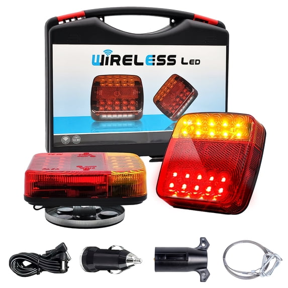 MACTANO Magnetic Wireless Trailer Lights, Magnetic Trailer Lights Car Magnet Towing Tail Lights LED Kit IP65 Waterproof Brake Lights