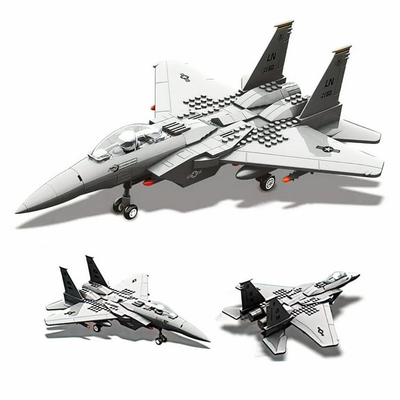 MACTANO Military Aircraft Building Set F-15 Eagle Fighter Jet Building Kit for Adult Gray 223PCS