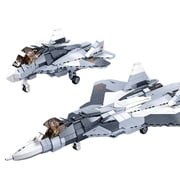 MACTANO Military Airplane Building Block Set Sukhoi Su-57 Jet Fighter Building Kit Gift for Kid Gray